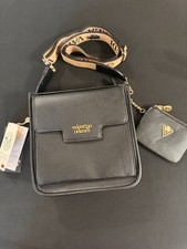 Valentino Orlandi Italian Black Textured Leather Crossbody Purse & Wallet NWT