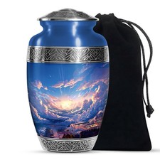 Cloud Heaven Memorial Urns for Ashes Adult Father, Handcrafted Urn 10 Inch 