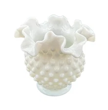 Vintage Vase Fenton Hobnail Milk Glass