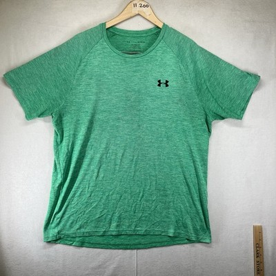 Under Armour HeatGear Tech Tee Loose Heather Green Short Sleeve Shirt Men s XL