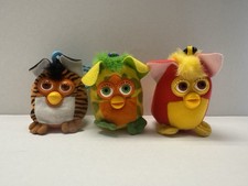 Furby Plush Keychain Lot of 3 - Vintage 2000 McDonalds Happy Meal Clip Toys VTG
