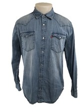LEVI STRAUSS - Western SAWTOOTH Pearl Snap DENIM Mens Md. Shirt
