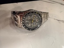 Casio Edifice Black Dial Quartz Chronograph SS Silver Bracelet 44mm 100m