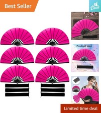 Lightweight 6-Pack Pink Rave Clacking Fans for Outdoor Weddings  Line Dancing