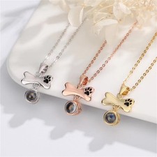 Customized Personalize Dog Paw Pendant Projection Pet Photo Picture Necklace
