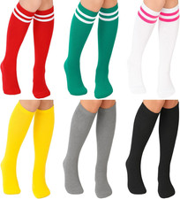 6 Pairs Knee High Socks for Women, Striped Long Tube Sock Breathable Sport Schoo