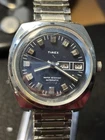 Timex Automatic Men's Watch Water Resistant Day/Date Blue Dial Steel Band