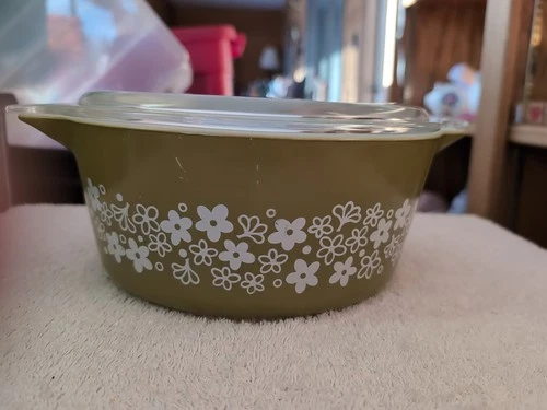 Vintage Pyrex #475B 2.5 Quart Crazy Daisy Spring Blossom Bowl With Lid 1972-1978