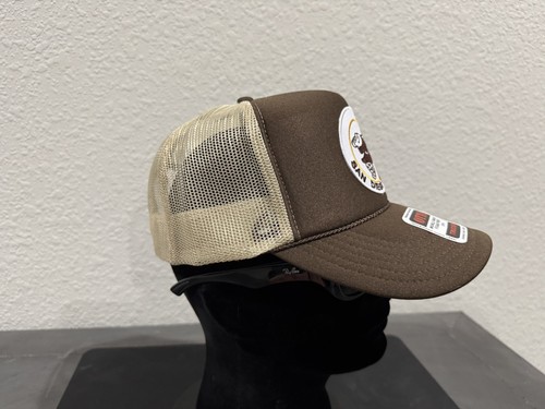 RETRO SAN DIEGO PADRES SWINGING FRIAR LOGO BROWN & TAN TRUCKER SNAPBACK HAT NEW - Picture 3 of 6
