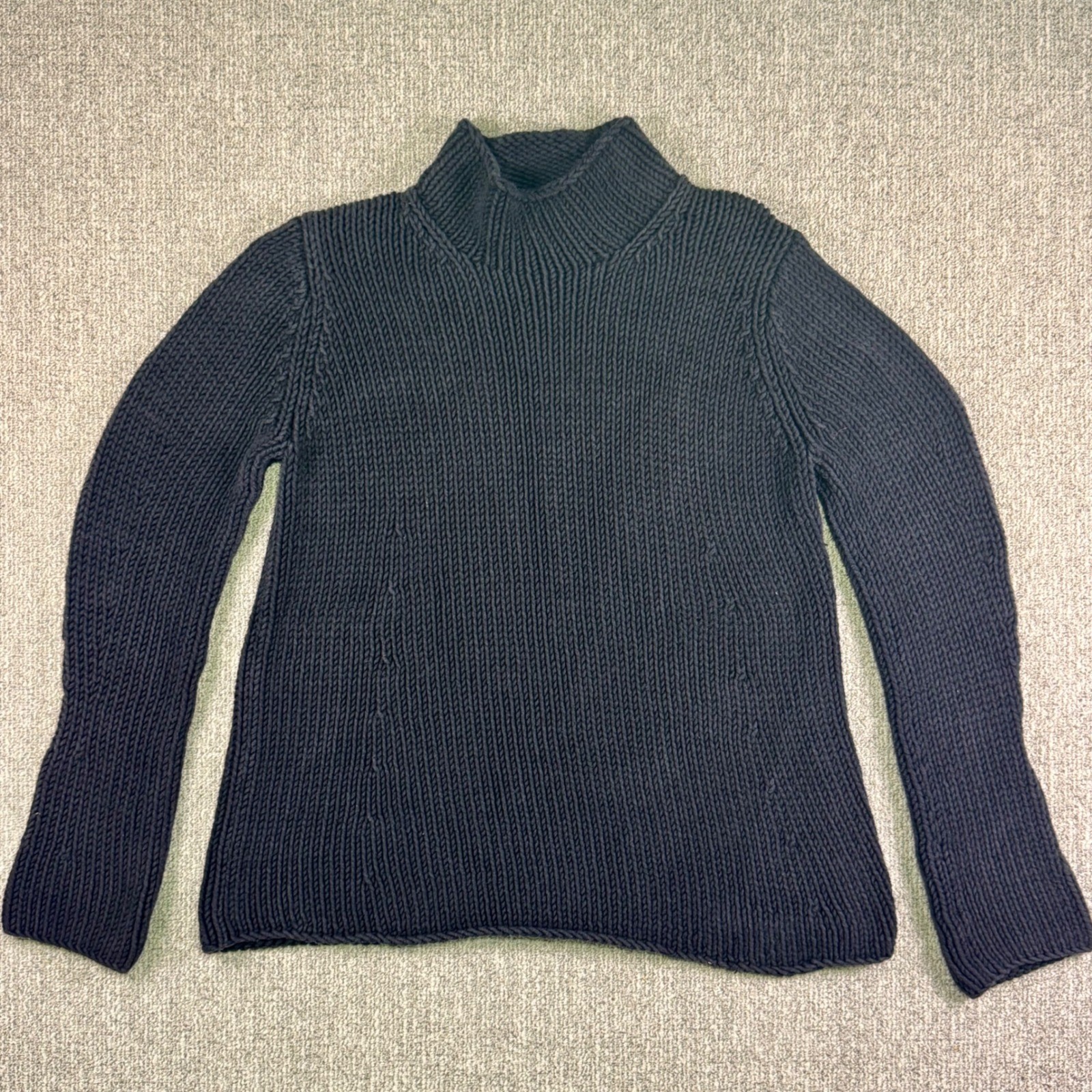 GAP Women's Black Rib Knit Mock Neck Sweater Size L Cotton Acrylic Warm Winter