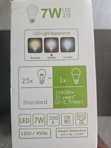 Lediz A19 LED Light Bulbs – 3000K Soft White, 40W Equivalent – Pack Of 4 – Energy Star