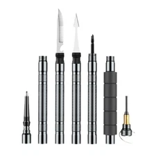 Multifunctional Tactical Trekking Pole, Folding with Compass Whistle Knife HooK