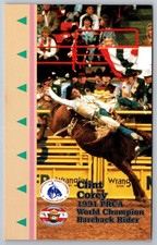 Clint Corey 1991 PRCA World Champion Bareback Rider Rodeo Postcard