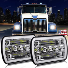 Pair 5x7 7x6inch Led Headlight Hi-lo Headlamp For Western Star 4700sf 2012-2023
