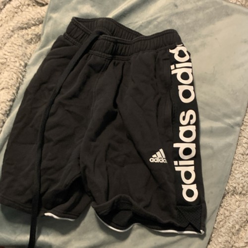 adidas Men's M Regular Black Fleece Athletic Shorts Drawstring Logo