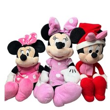 Disney Minnie Mouse Plush Toy Lot of 3 - 1 Holiday, 2 Pink Polka Dot