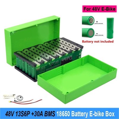 DIY 48V 13S6P 18650 Battery Pack Box with 13S 30A BMS + Holder & Nickel Set
