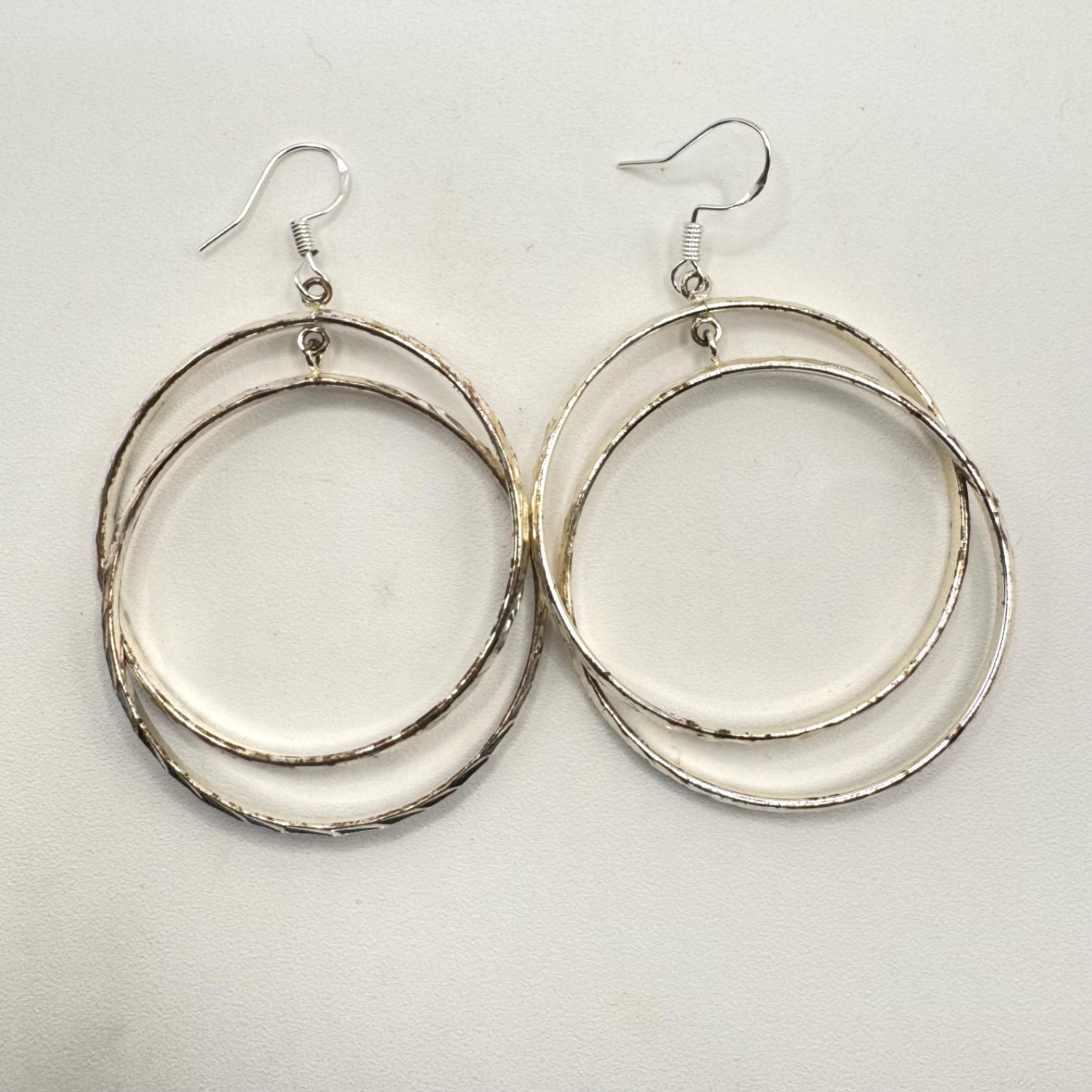 Triple Interlocking Hoops Dangle Earrings 925 Ste… - image 4