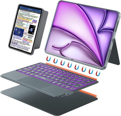 Tastaturhülle für iPad Air 13'' Grau Magnetisch Abnehmbar Mit Trackpad Geschenk