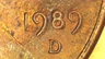 1989 D Lincoln Memorial Cent with a Doubled Die Date and DDR (A353)
