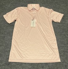 Collars  Co Men  s Small Orange Graph Plaid Wicking Dress Collar Polo Shirt NWT