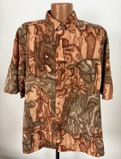 Vintage 80s Alan Stuart Shirt Men XL Abstract Button Up Silky Polyester USA Made