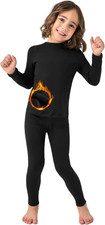 2T-6Y Fleece Lined Toddler Thermal Set, Thermal Underwear for Kids, Black Base L