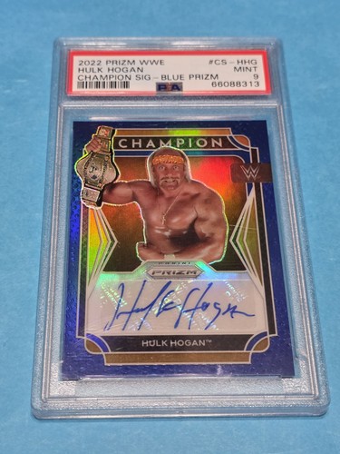 2022 Panini Prizm WWE Legendary Signatures Blue Hulk Hogan # 40/49 PSA 9 Auto 