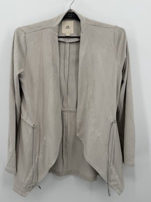Thread & Supply Jacket Cardigan Womens XS Beige Open Front Pockets Drawstring