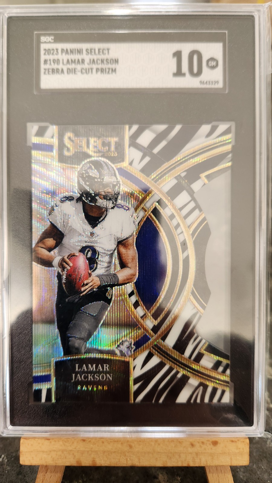 2023 Panini Select - Premier Level Lamar Jackson #190 Zebra Prizm
