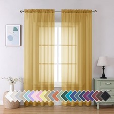 Sheer Curtain 84 Inches Long 2 Panels Set, Light 40"W x 84"L Pack of 2 Gold