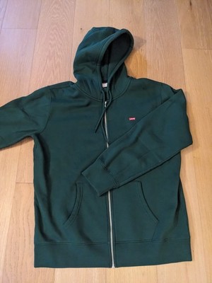 Levi's Full Zip Green Hooded Sweatshirt - Large (Used)
