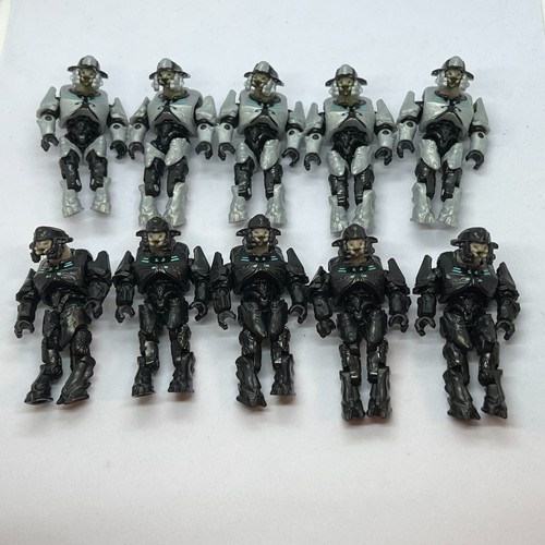 10x Mega Bloks Construx Halo Black And Silver Elite Arbiter Figures Collectible