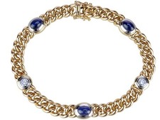 14 K 585 Gold 2,40 ct Saphir 0,40 ct Brillant massives Panzer Armband 35,2 g!