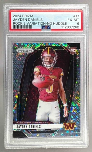 7260 Jayden Daniels 2024 Panini Prizm 17 No Huddle Rookie Variation RC VAR PSA 6