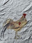 Williams-Sonoma Round Printed Rooster Tablecloth White with Black Trim — photo 3