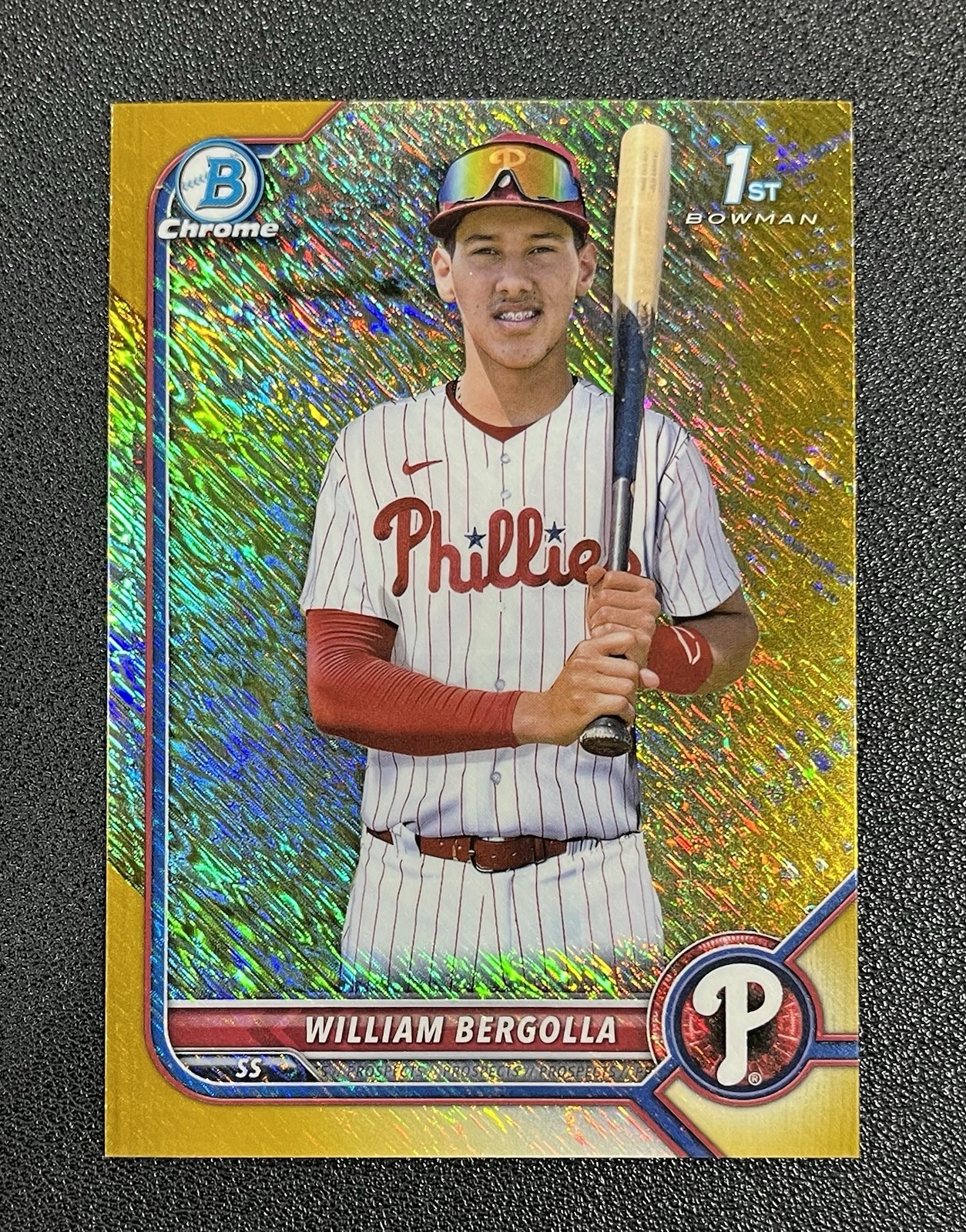 2022 Bowman Chrome William Bergolla 1st /50 Gold Shimmer Refractor BCP-159