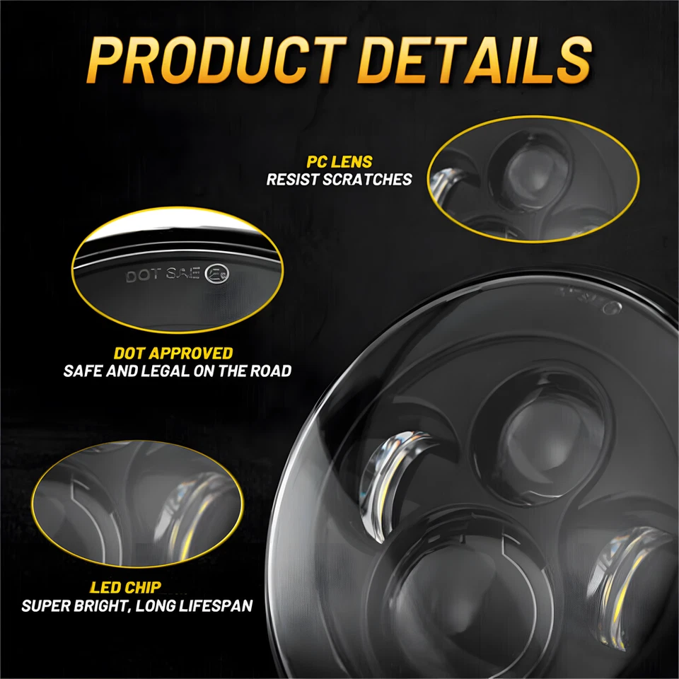 Faros LED redondos Fit Pontiac Grand Prix 1971 1972 1973 1974 1975 negros 7" Foto 3 de 4