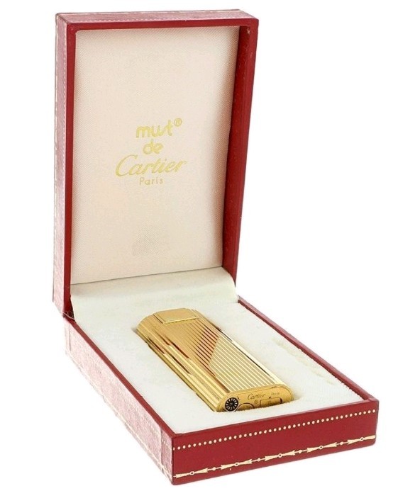 ACCENDINO "LE MUST DE CARTIER PARIS" VINTAGE Placcato Oro Con Scatola