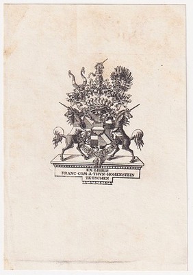 Exlibris Franz By Thun U.Hohenstein Mexico Etching Bookplate Heraldry 19.Jh