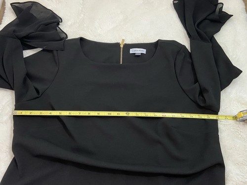 Calvin Klein Women's Black Illusion Unlined Bell Sleeve Dress Size 16 W - Picture 7 of 17