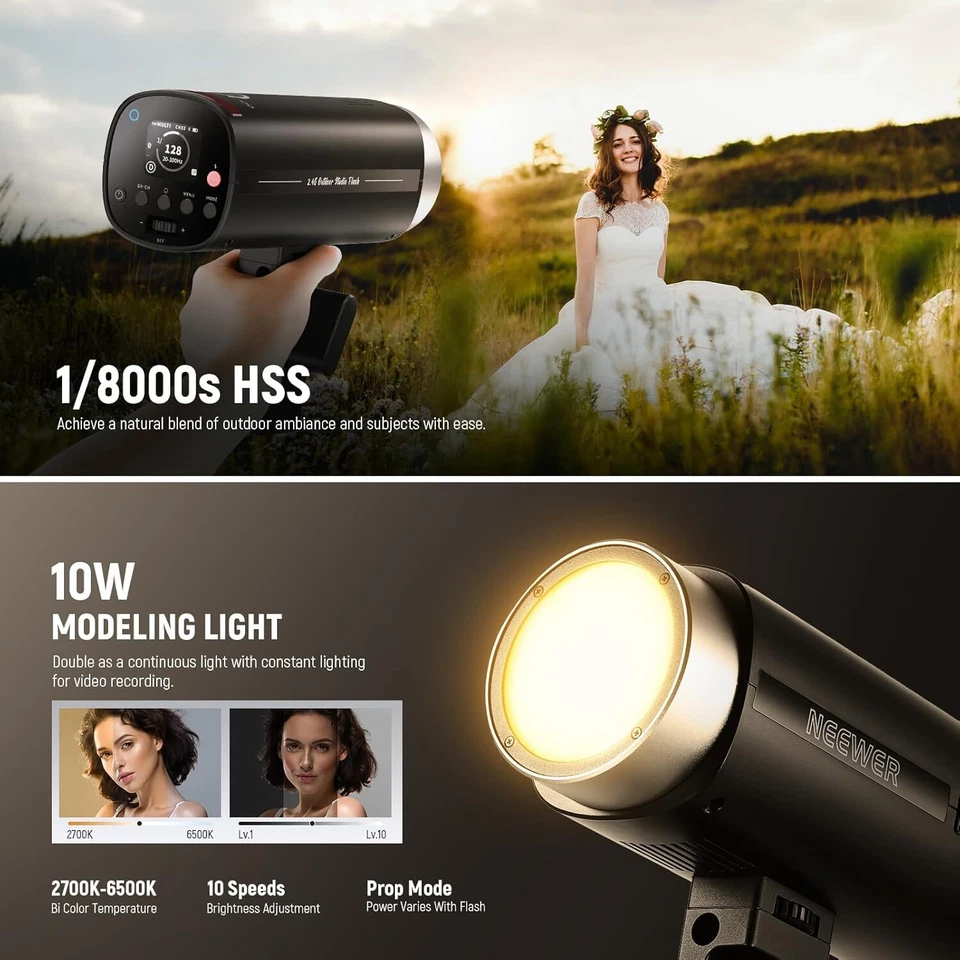 NEEWER Q200 200Ws 2.4G TTL HSS Flash Strobe Light Monolight for Canon Nikon Sony - Image 4 of 4