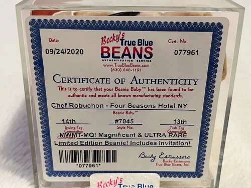 Chef Robuchon Beanie Baby Ty Extremely Rare & Hard To Find!!! Authenticated MQ! - Picture 11 of 11
