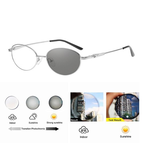 Hombres Mujeres Metal Ovalado Fotocromática Miopía Miopía Gafas Miopes Aire Libre Gafas de Sol - Imagen 4 de 17