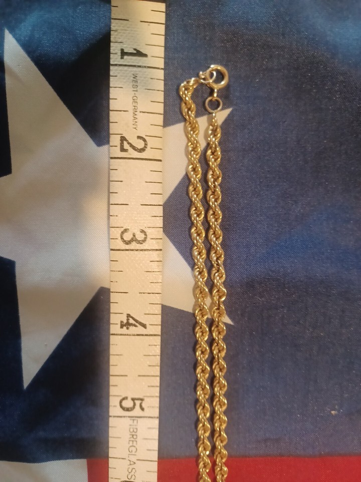 Vintage 14k Solid Gold Rope Chain 16 Inch eBay
