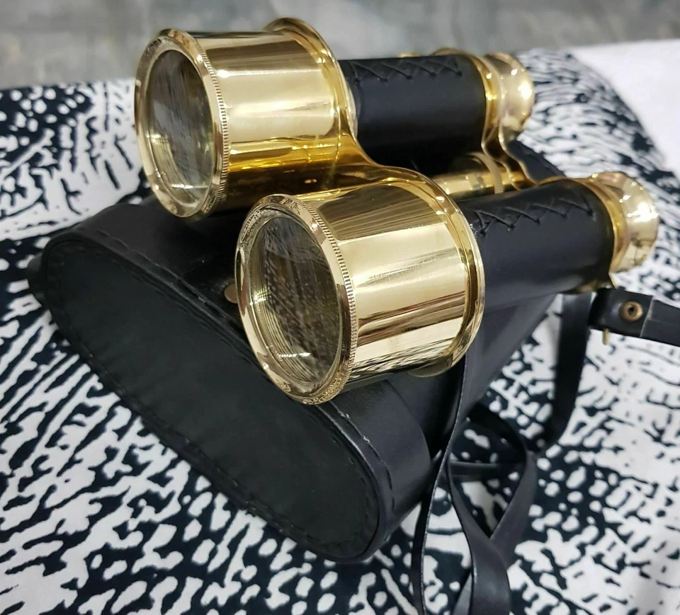 Nautical Marine Brass Leather Ship Pirates Binocular With Leather Case Gift - Image 2 of 4