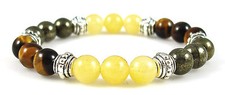 Brazalete de intención de cristal de 8 mm balanceador de chakras plexo solar con tarjeta de descripción