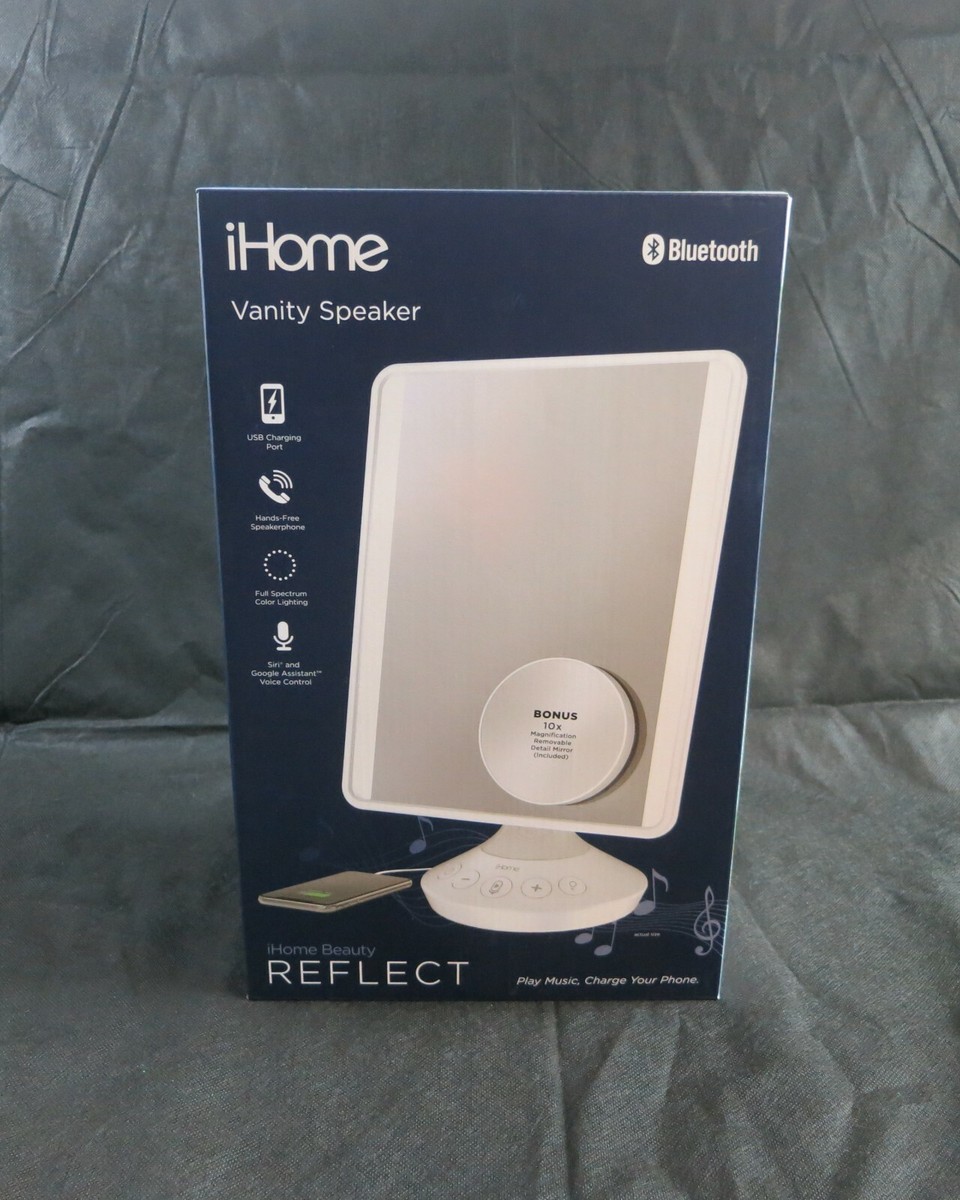 iHome Reflect Vanity Speaker w/ Mirror, Bluetooth, White