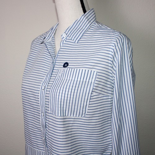 Abercrombie & Fitch Nuevo con Etiquetas Abotonable Mujer XS Azul Vertical Rayas Clásico Preppy - Imagen 6 de 16