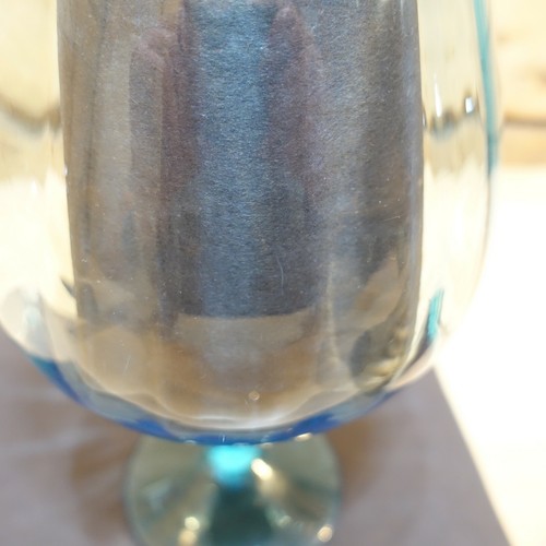 Vase Brandy Snifter Shape 10.125 in. Optic Fluted Blue Glass Swanky Barn - Picture 12 of 12